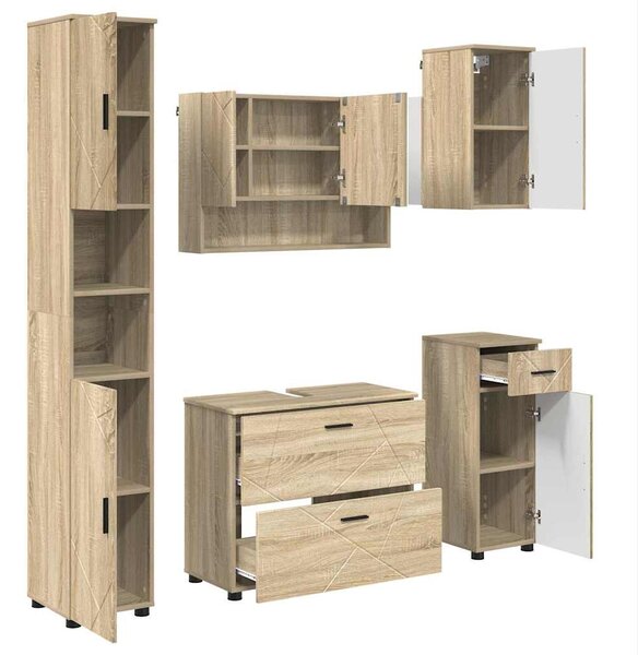 Sada koupelnového nábytku 5 ks Sonoma dub 35 x 30 x 192 cm 3393075