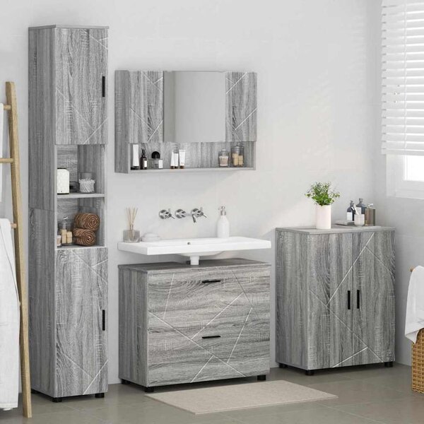 Sada koupelnového nábytku 4 ks Šedá Sonoma 35 x 30 x 192 cm 3393089