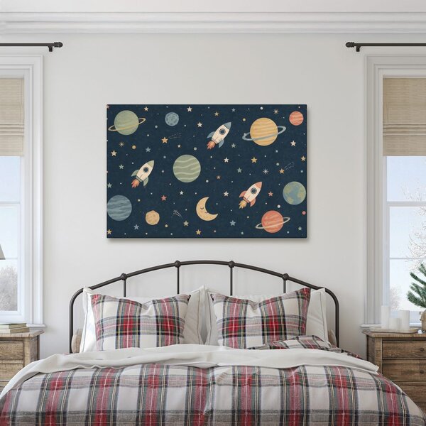 Obraz veselé rakety mezi planetami