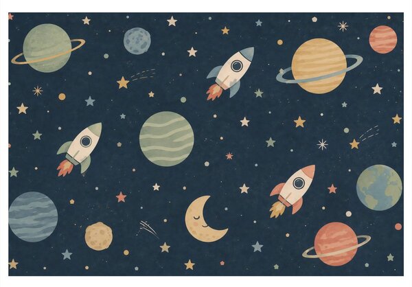 Obraz veselé rakety mezi planetami