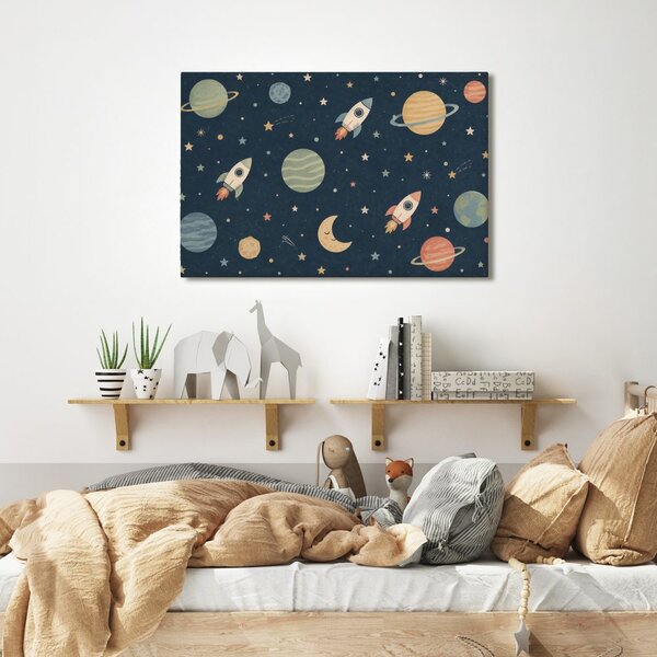 Obraz veselé rakety mezi planetami