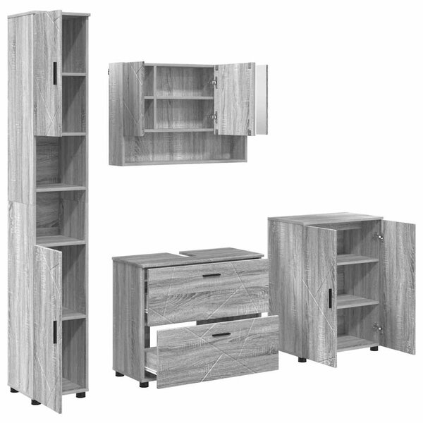 Sada koupelnového nábytku 4 ks Šedá Sonoma 35 x 30 x 192 cm 3393089
