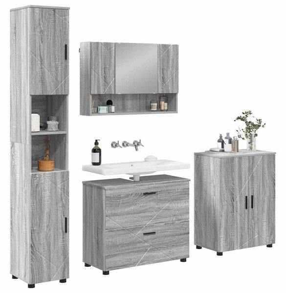 Sada koupelnového nábytku 4 ks Šedá Sonoma 35 x 30 x 192 cm 3393089