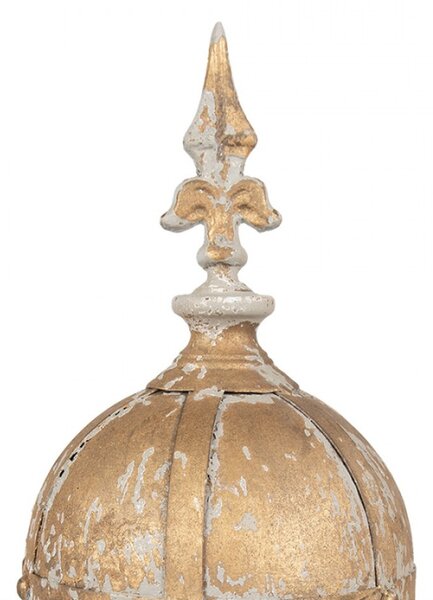 Bílý dekorativní ornament s umělou patinou se střelkou – 19x45 cm