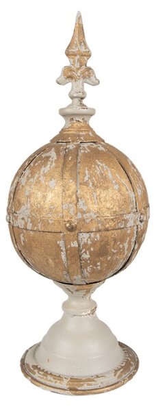 Bílý dekorativní ornament s umělou patinou se střelkou – 19x45 cm