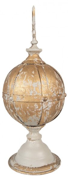 Bílý dekorativní ornament s umělou patinou se střelkou – 19x45 cm