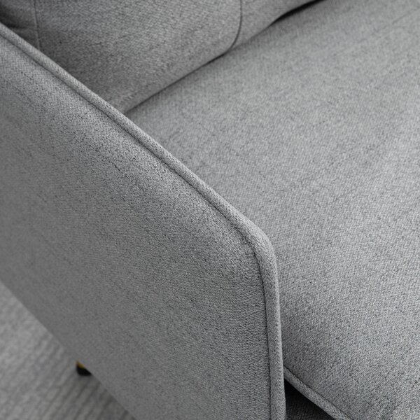 HOMCOM Čalouněné Křeslo s Polstrem, Lounge Pohovka v Lněném Vzhledu, Ocelové Nohy, pro Obývací Pokoj, Ložnici, Šedá, 76 x 68 x 80 cm | Aosom