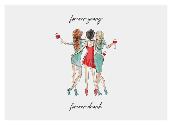 Obraz - Forever young, forever drunk (70x50 cm)