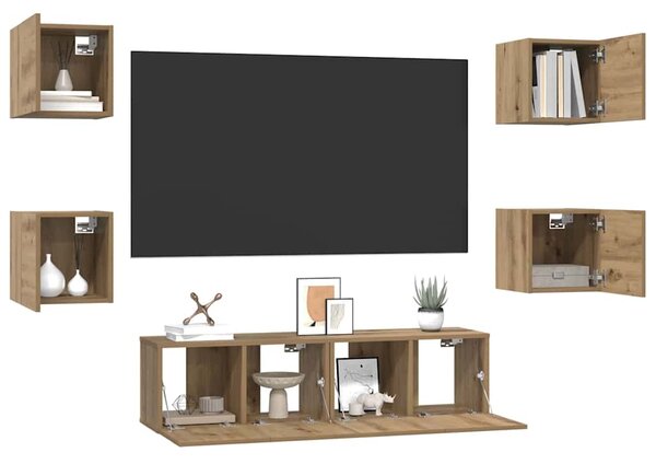 Sestava TV skříněk 6 ks Artisanový dub Kompozitní dřevo 3393143