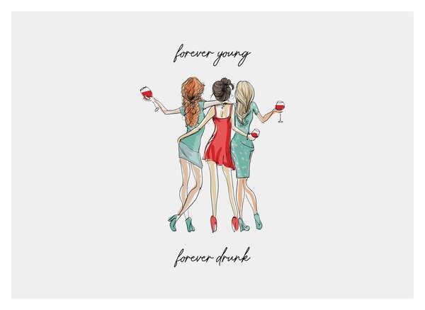 Skleněný obraz - Forever young, forever drunk (70x50 cm)