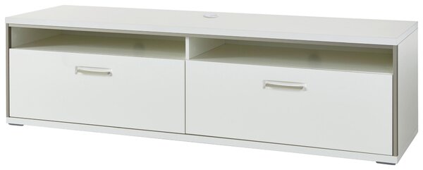 KOMODA POD TELEVIZI, šedá, barvy stříbra, bílá, vysoce lesklá bílá, 184/51/52 cm Livetastic - Online Only obývací stěny, Online Only
