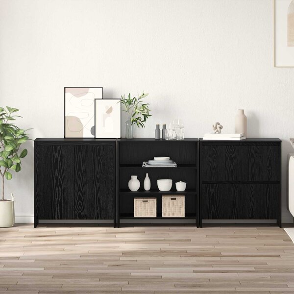 Servírovací skříň 3 ks Černý dub 70 x 41 x 75 cm 3393157