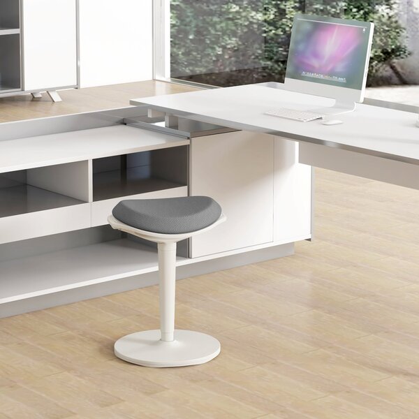 HOMCOM Sedací Stolička, Ergonomická Stolička do Kanceláře, Nastavitelná Výška 56,5-71,5 cm, Otáčecí Křeslo do Kanceláře a Studovny, Síťovina, Šedá | A