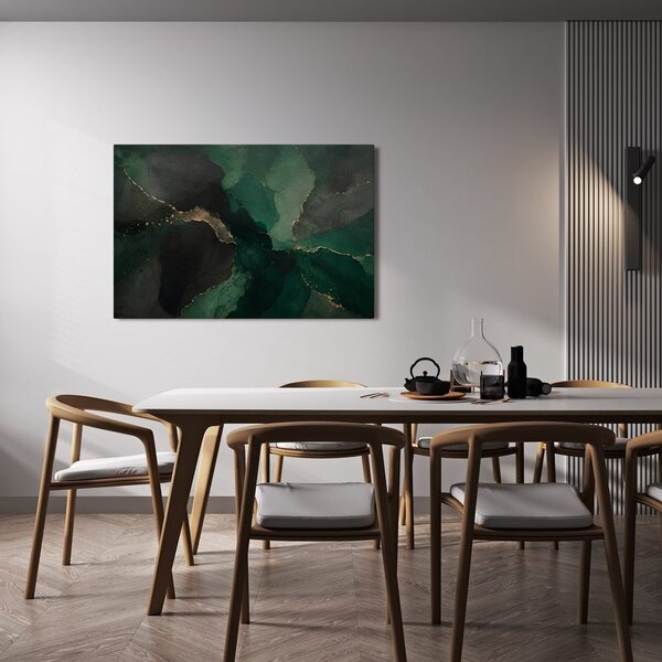 Obraz temná smaragdová kompozice se zlatem