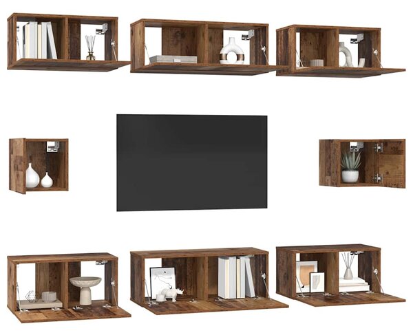 Sestava TV skříněk 8 ks Staré dřevo Kompozitní dřevo 3393165