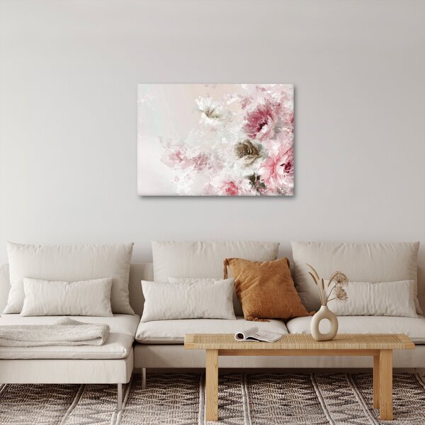 Obraz - Malba růžových květů (70x50 cm)