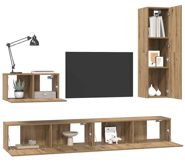 Nástěnná skříň na TV 4 ks Artisanový dub Kompozitní dřevo 3393176