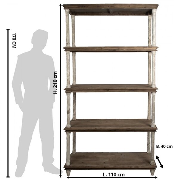 Hnědo-bílá dřevěná knihovna se 4 patry Sven – 110x40x210 cm