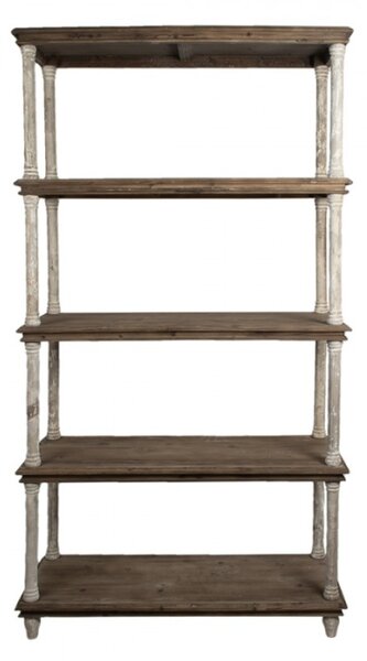 Hnědo-bílá dřevěná knihovna se 4 patry Sven – 110x40x210 cm