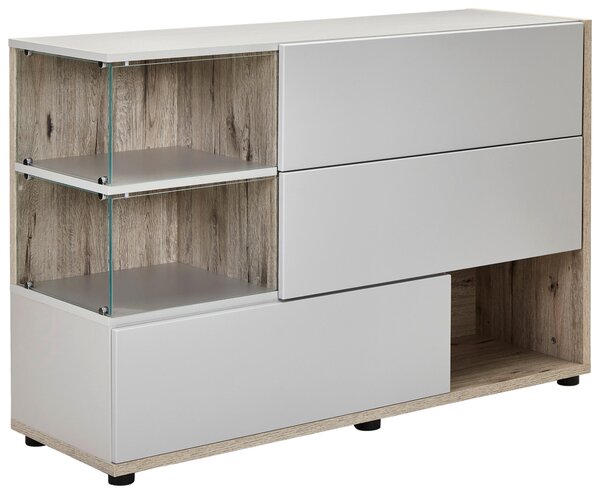 KOMODA, šedá, barvy dubu, 120/77/40 cm MID.YOU - Široké komody, Online Only