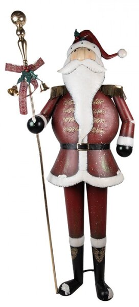 Velká kovová vánoční dekorace Santa Claus se zvonečky – 82x36x260 cm