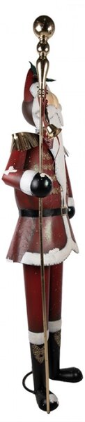 Velká kovová vánoční dekorace Santa Claus se zvonečky – 82x36x260 cm