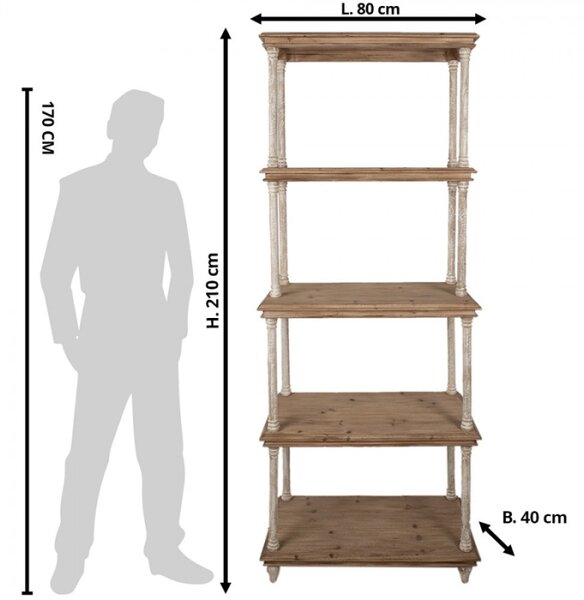 Hnědá dřevěná knihovna se 4 patry Sven – 80x40x210 cm