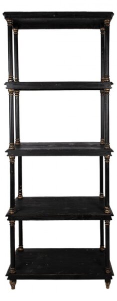 Černá dřevěná knihovna se 4 patry Sven – 80x40x210 cm