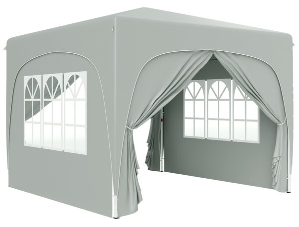 Outsunny Pavilon 3x3m, Voděodolný Stabilní Zimní Skládací Pavilon s UV Ochrannou 50+, Skládací Party Stan s 4 Bočními Panely a Taškou pro Přenášení, Z