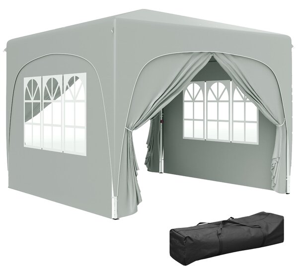 Outsunny Pavilon 3x3m, Voděodolný Stabilní Zimní Skládací Pavilon s UV Ochrannou 50+, Skládací Party Stan s 4 Bočními Panely a Taškou pro Přenášení, Z