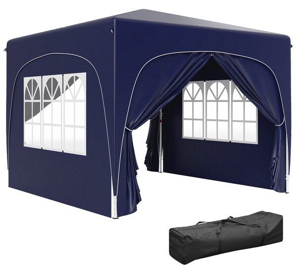 Outsunny Zahradní Altán 3x3m, Voděodolný Stabilní Zimní Pop-up Skládací Altán, UV Ochrana 50+, Skládací Party Stan Zahradní Altán s 4 Bočními Panely
