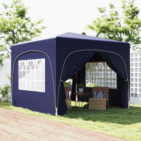 Outsunny Zahradní Altán 3x3m, Voděodolný Stabilní Zimní Pop-up Skládací Altán, UV Ochrana 50+, Skládací Party Stan Zahradní Altán s 4 Bočními Panely