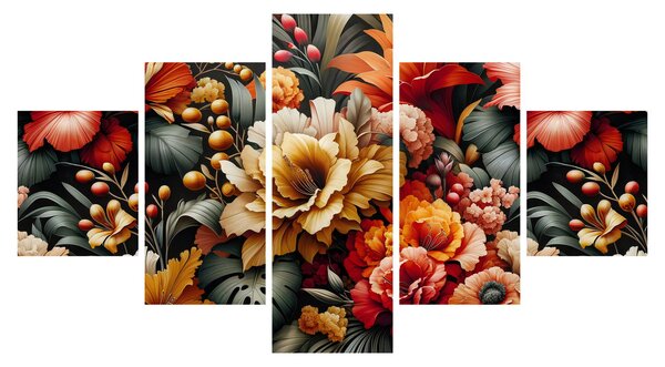 Obraz - Oranžovo-červené květy (125x70 cm)