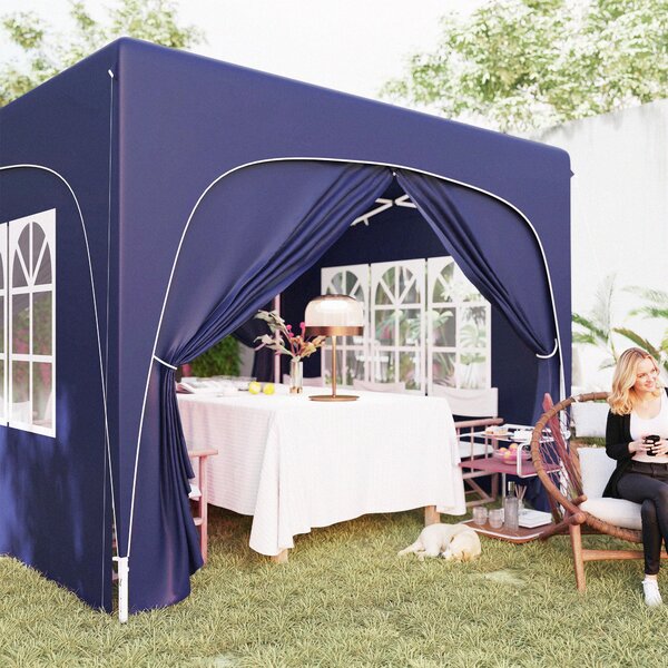 Outsunny Zahradní Altán 3x3m, Voděodolný Stabilní Zimní Pop-up Skládací Altán, UV Ochrana 50+, Skládací Party Stan Zahradní Altán s 4 Bočními Panely
