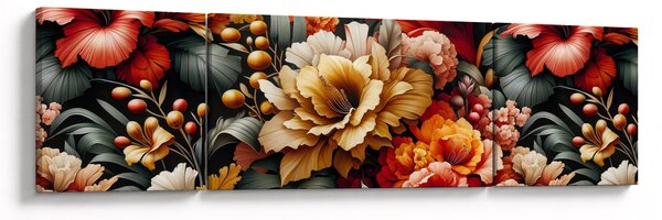 Obraz - Oranžovo-červené květy (170x50 cm)