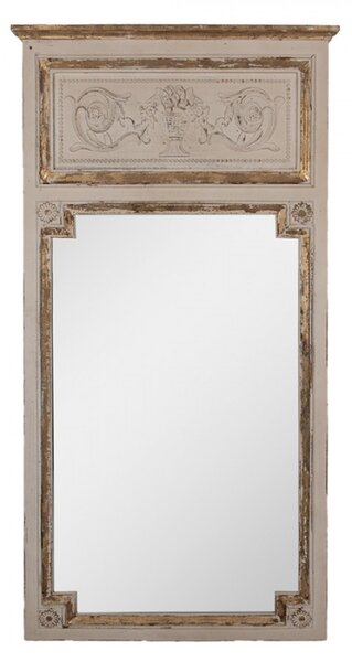 Zrcadlo v béžovém rámu se zlatou patinou Geerdine – 80x5x158 cm