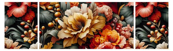Obraz - Oranžovo-červené květy (170x50 cm)