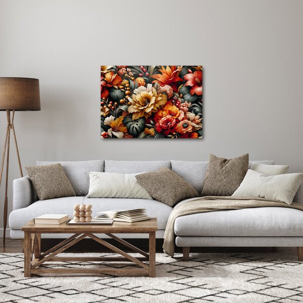 Obraz - Oranžovo-červené květy (70x50 cm)