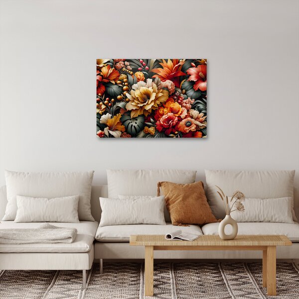 Obraz - Oranžovo-červené květy (70x50 cm)