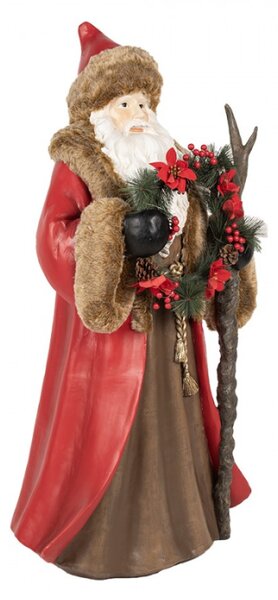 Hnědá vánoční postavička Father Christmas s LED osvětlením – 65x49x122 cm