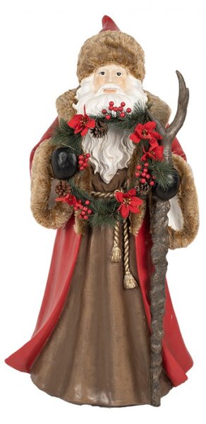 Hnědá vánoční postavička Father Christmas s LED osvětlením – 65x49x122 cm