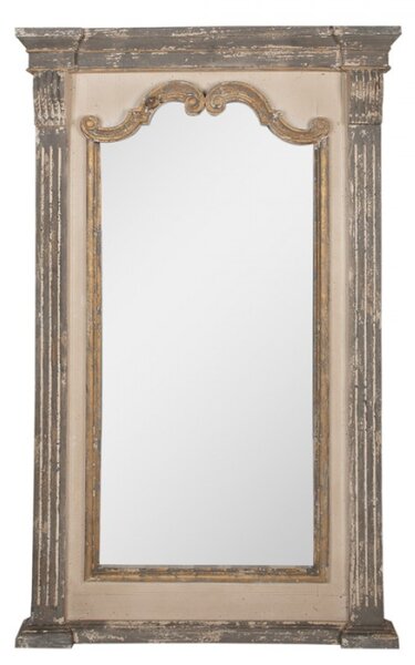 Obdelníkové zrcadlo v béžovo-hnědém rámu s patinou – 90x153 cm