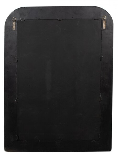 Velké zrcadlo ve zlato-černém rámu s patinou se zaoblenými horními rohy – 77x6x109 cm