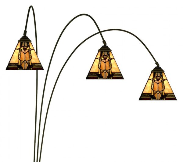 Stojací lampa Tiffany Solei béžová se 3 svítidly – 200 cm