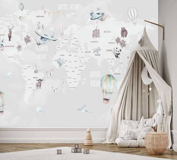 Fototapeta Pastelová mapa a balony Materiál: Vliesová, Rozměry: 200 x 140 cm