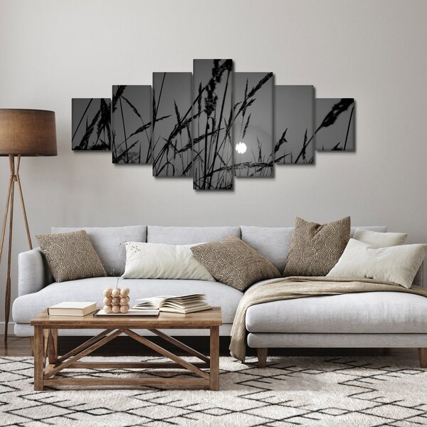 Obraz - Louka se západem slunce (210x100 cm)