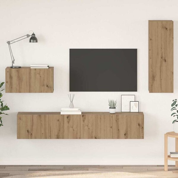 Nástěnná skříň na TV 4 ks Artisanový dub Kompozitní dřevo 3393467