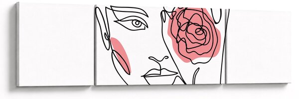 Obraz - Line art obličej s růží (170x50 cm)