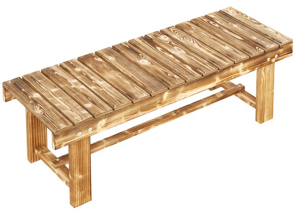 Outsunny Zahradní Lavice, Dvousedadlová Dřevěná Lavice, Zahradní Nábytek, Rustikální Lavice, Masivní Dřevo, Tmavě Hnědá, 110 x 38 x 35 cm | Aosom