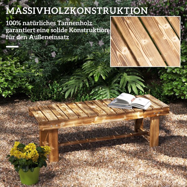 Outsunny Zahradní Lavice, Dvousedadlová Dřevěná Lavice, Zahradní Nábytek, Rustikální Lavice, Masivní Dřevo, Tmavě Hnědá, 110 x 38 x 35 cm | Aosom